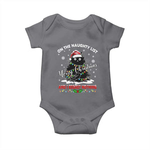 Cat Christmas Baby Onesie On The Naughty List And I Regret Nothing TS10 Charcoal Print Your Wear