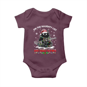 Cat Christmas Baby Onesie On The Naughty List And I Regret Nothing TS10 Maroon Print Your Wear