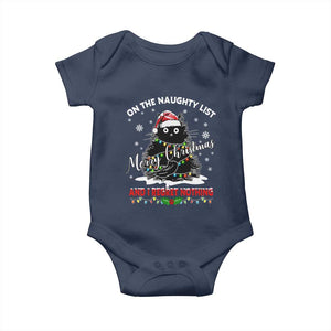 Cat Christmas Baby Onesie On The Naughty List And I Regret Nothing TS10 Navy Print Your Wear
