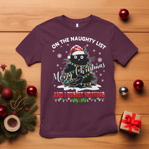 Cat Christmas T Shirt On The Naughty List And I Regret Nothing TS10 Maroon Print Your Wear