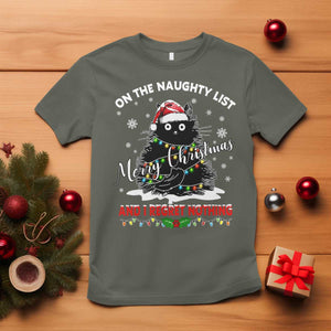 Cat Christmas T Shirt On The Naughty List And I Regret Nothing TS10 Military Green Print Your Wear