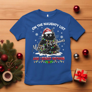 Cat Christmas T Shirt On The Naughty List And I Regret Nothing TS10 Royal Blue Print Your Wear