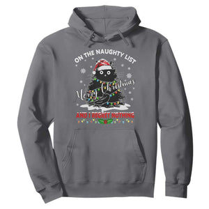 Cat Christmas Hoodie On The Naughty List And I Regret Nothing TS10 Charcoal Print Your Wear