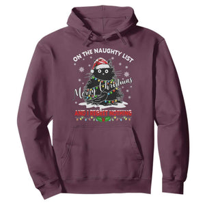 Cat Christmas Hoodie On The Naughty List And I Regret Nothing TS10 Maroon Print Your Wear