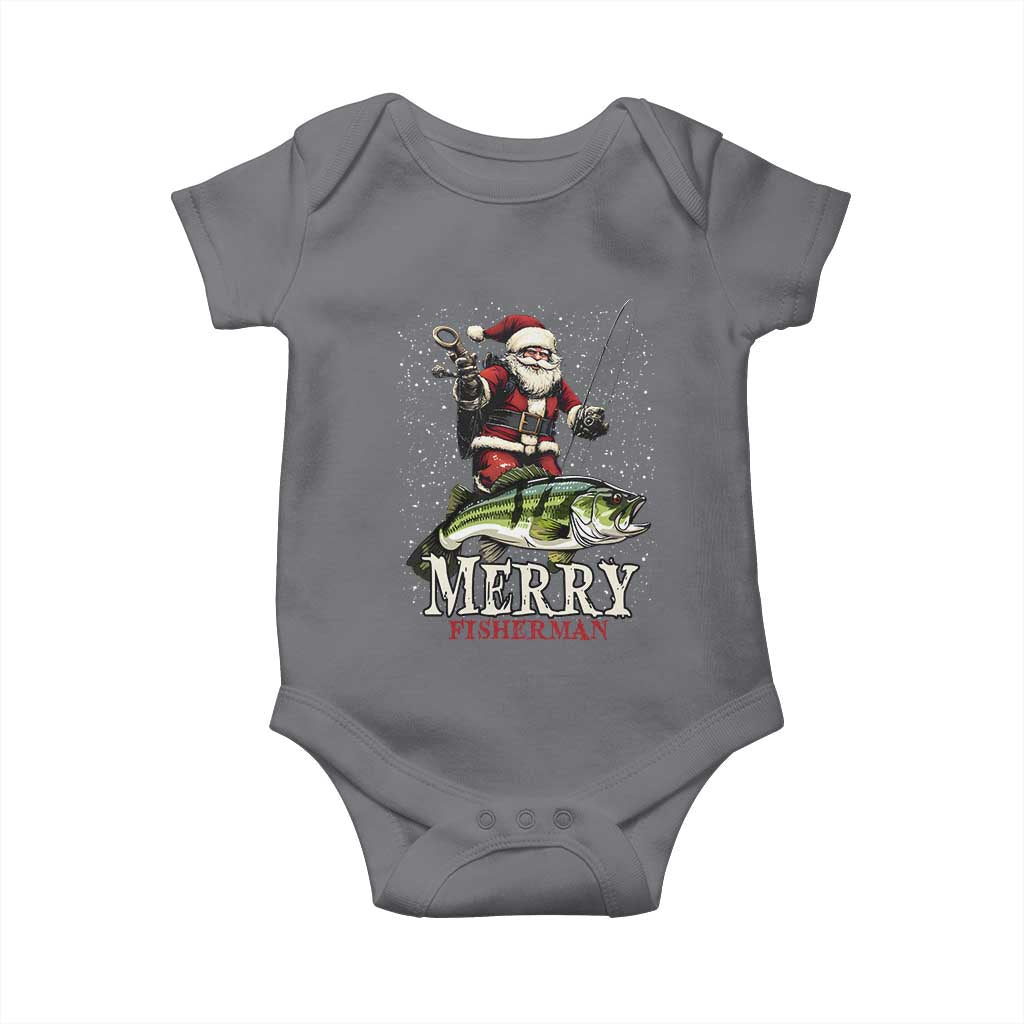 Fishing Christmas Gifts Baby Onesie Merry Fisherman Santa Claus Fish Fishing Rod TS10 Charcoal Print Your Wear