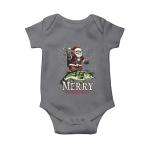 Fishing Christmas Gifts Baby Onesie Merry Fisherman Santa Claus Fish Fishing Rod TS10 Charcoal Print Your Wear
