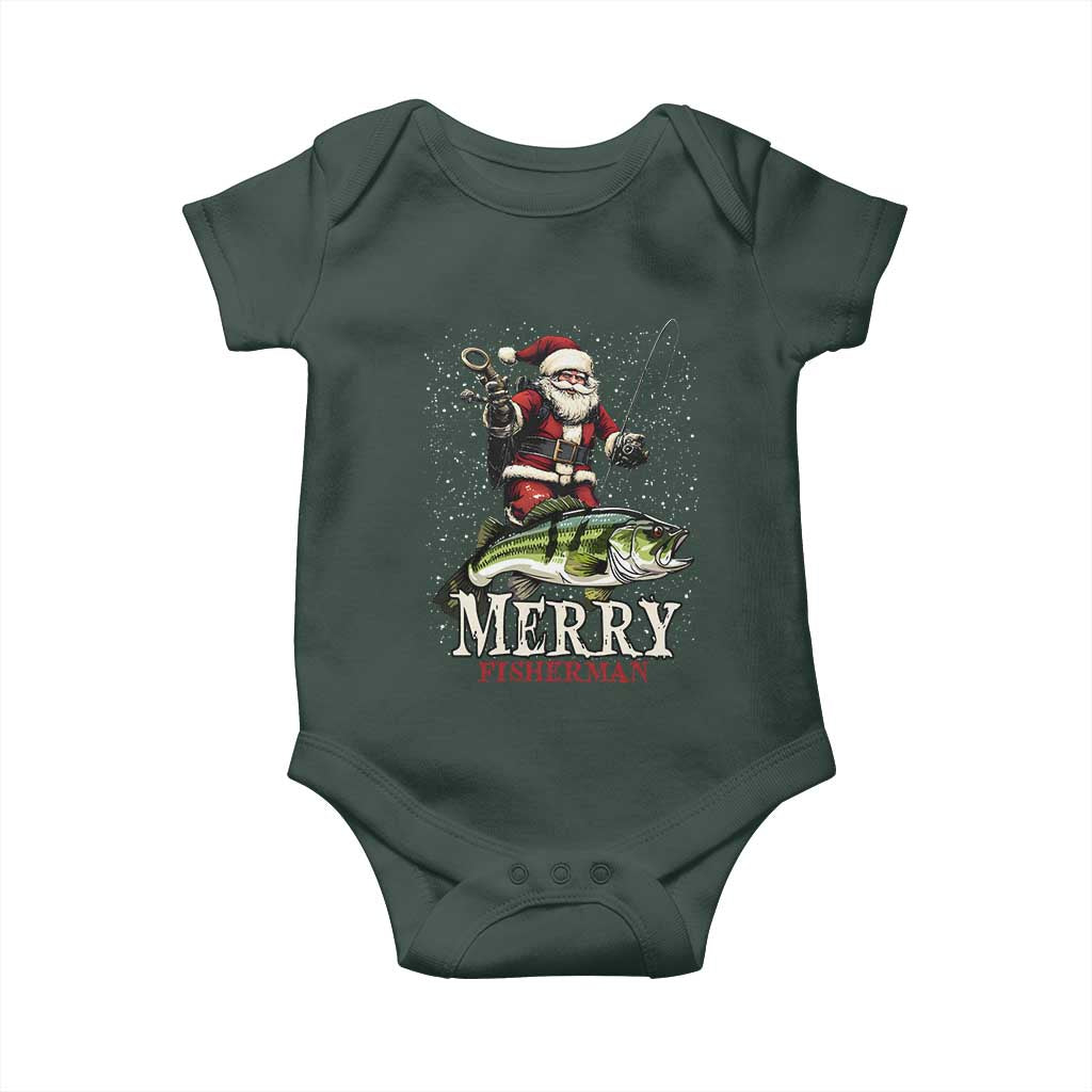 Fishing Christmas Gifts Baby Onesie Merry Fisherman Santa Claus Fish Fishing Rod TS10 Print Your Wear