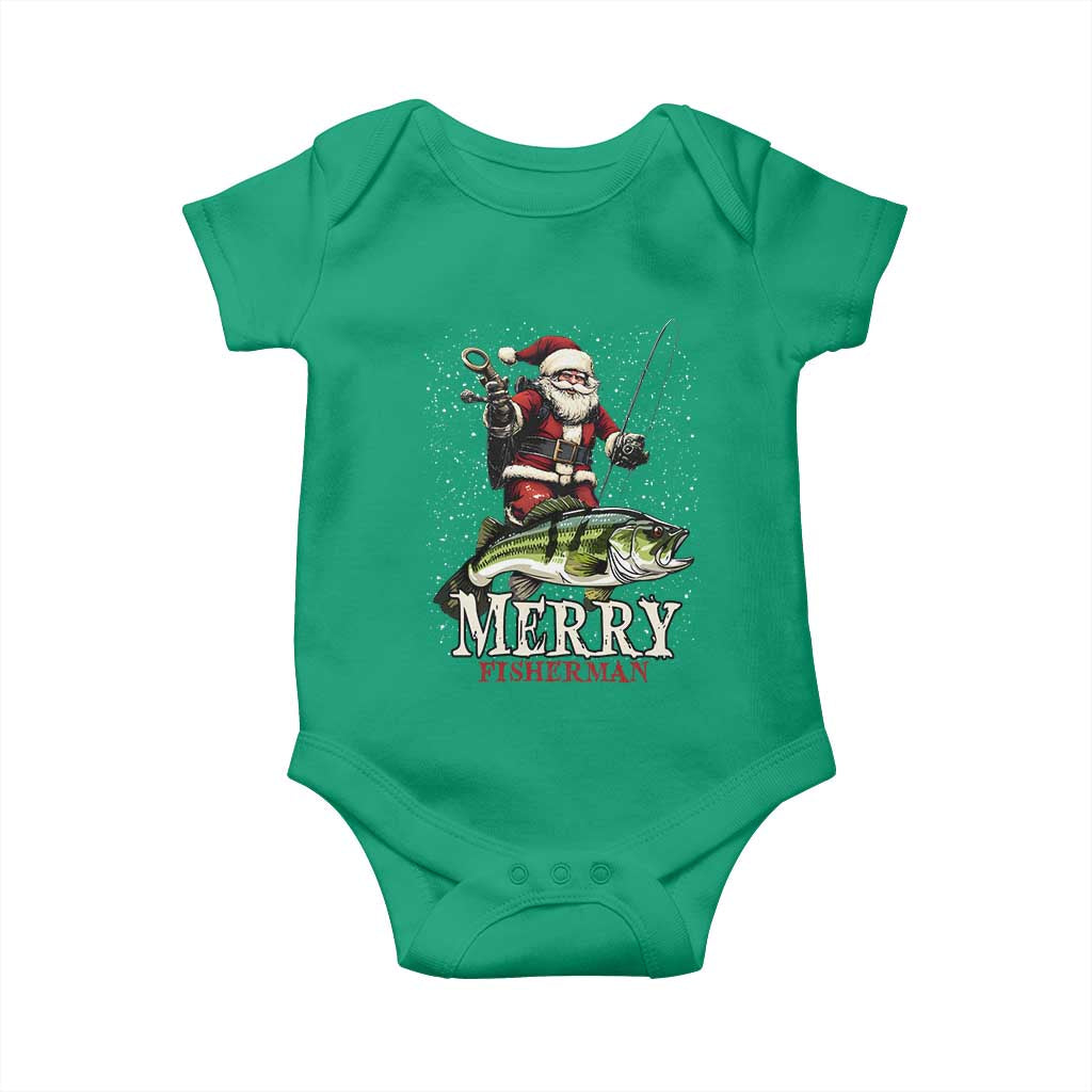 Fishing Christmas Gifts Baby Onesie Merry Fisherman Santa Claus Fish Fishing Rod TS10 Irish Green Print Your Wear