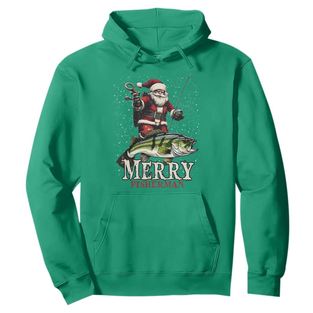 Fishing Christmas Gifts Hoodie Merry Fisherman Santa Claus Fish Fishing Rod TS10 Irish Green Print Your Wear