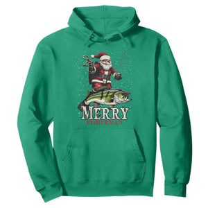 Fishing Christmas Gifts Hoodie Merry Fisherman Santa Claus Fish Fishing Rod TS10 Irish Green Print Your Wear