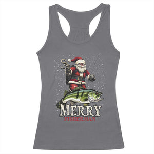 Fishing Christmas Gifts Racerback Tank Top Merry Fisherman Santa Claus Fish Fishing Rod TS10 Charcoal Print Your Wear