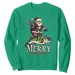Fishing Christmas Gifts Sweatshirt Merry Fisherman Santa Claus Fish Fishing Rod TS10 Irish Green Print Your Wear
