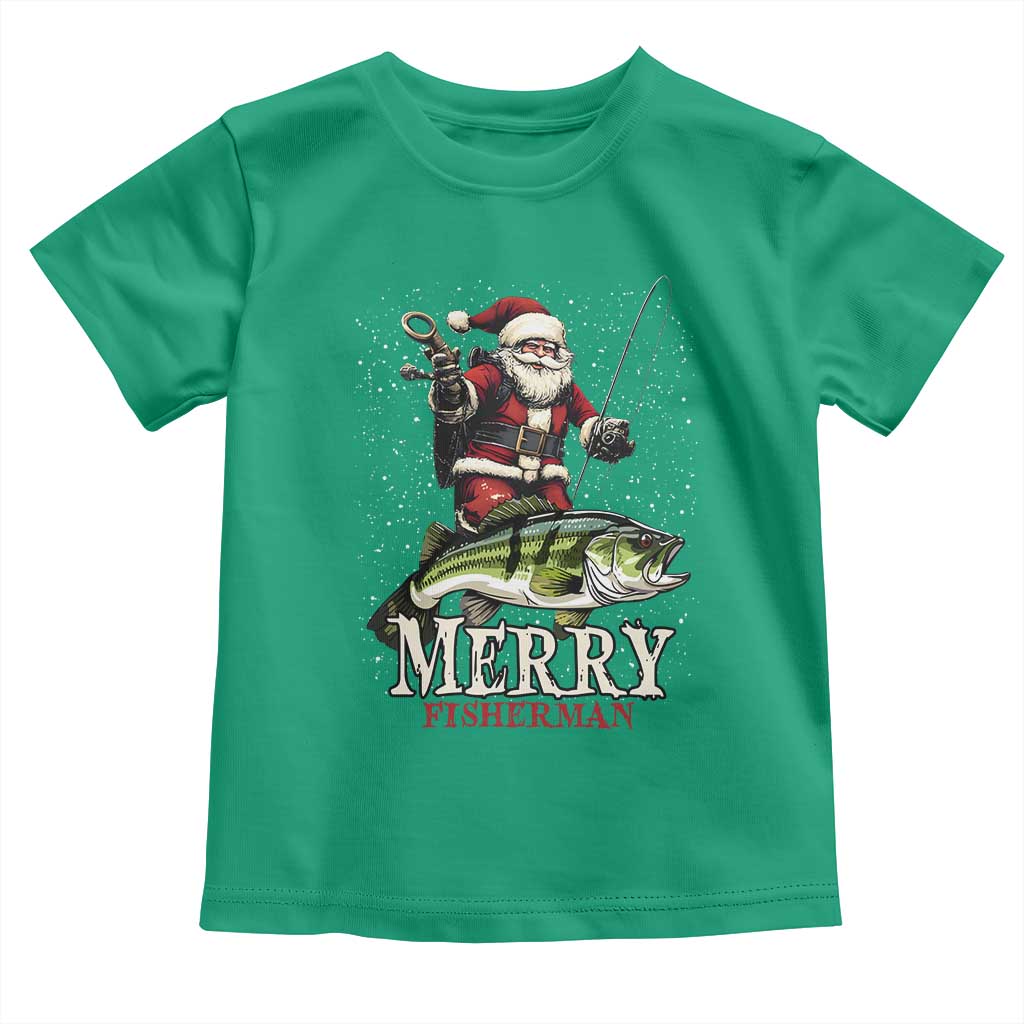 Fishing Christmas Gifts Toddler T Shirt Merry Fisherman Santa Claus Fish Fishing Rod TS10 Irish Green Print Your Wear