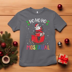 LGBTQ Christmas T Shirt Ho Ho Ho Mosexual Slay Santa LGBT Rainbow Pun Gay Pride TS10 Charcoal Print Your Wear