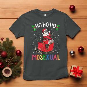 LGBTQ Christmas T Shirt Ho Ho Ho Mosexual Slay Santa LGBT Rainbow Pun Gay Pride TS10 Dark Heather Print Your Wear