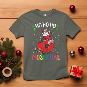 LGBTQ Christmas T Shirt Ho Ho Ho Mosexual Slay Santa LGBT Rainbow Pun Gay Pride TS10 Military Green Print Your Wear