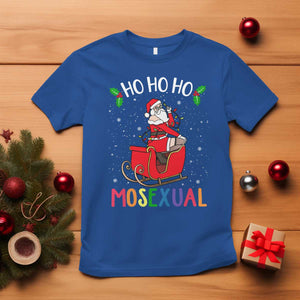 LGBTQ Christmas T Shirt Ho Ho Ho Mosexual Slay Santa LGBT Rainbow Pun Gay Pride TS10 Royal Blue Print Your Wear