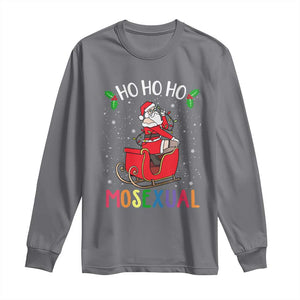 LGBTQ Christmas Long Sleeve Shirt Ho Ho Ho Mosexual Slay Santa LGBT Rainbow Pun Gay Pride TS10 Charcoal Print Your Wear