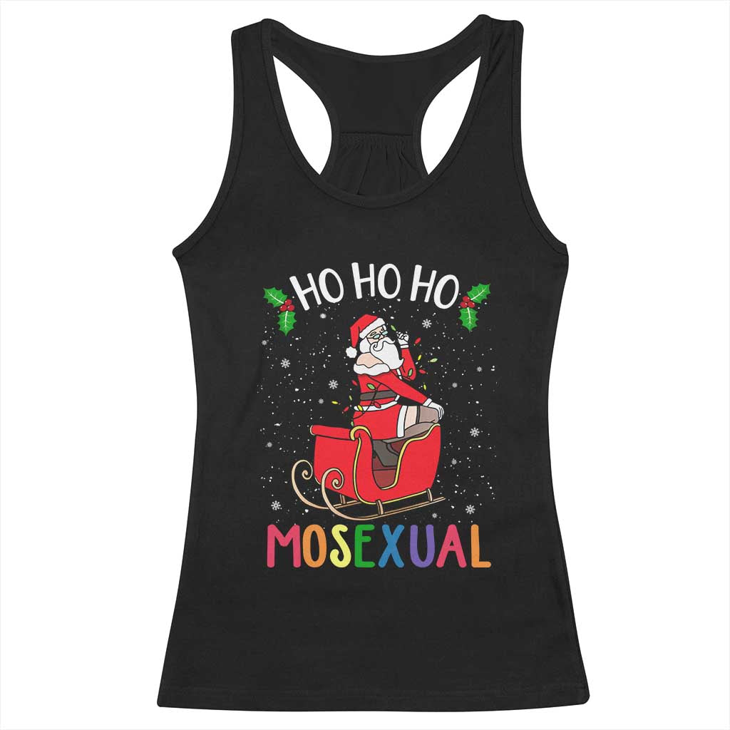 LGBTQ Christmas Racerback Tank Top Ho Ho Ho Mosexual Slay Santa LGBT Rainbow Pun Gay Pride TS10 Black Print Your Wear