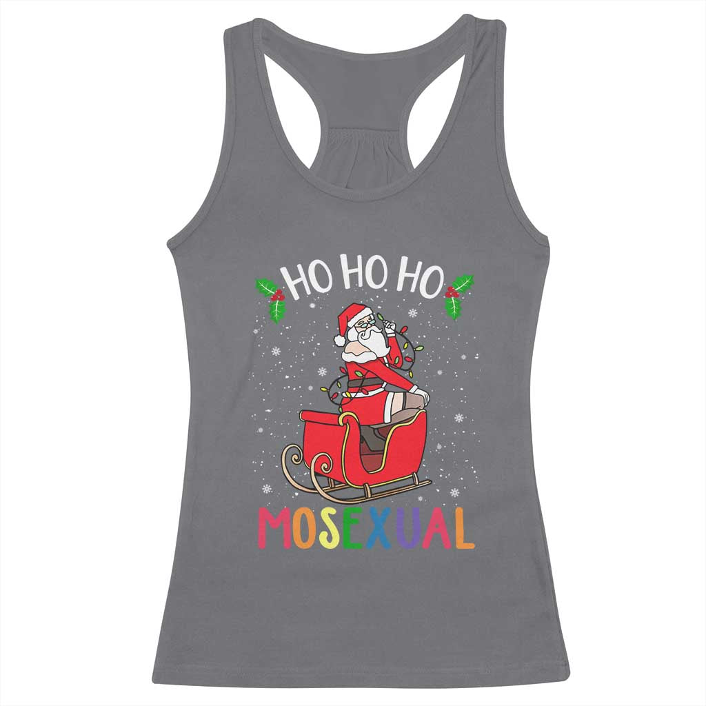 LGBTQ Christmas Racerback Tank Top Ho Ho Ho Mosexual Slay Santa LGBT Rainbow Pun Gay Pride TS10 Charcoal Print Your Wear