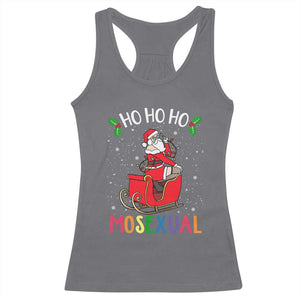 LGBTQ Christmas Racerback Tank Top Ho Ho Ho Mosexual Slay Santa LGBT Rainbow Pun Gay Pride TS10 Charcoal Print Your Wear