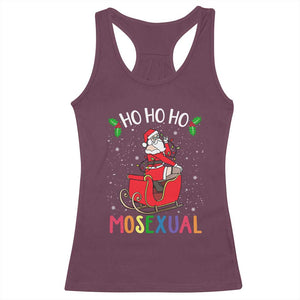 LGBTQ Christmas Racerback Tank Top Ho Ho Ho Mosexual Slay Santa LGBT Rainbow Pun Gay Pride TS10 Maroon Print Your Wear
