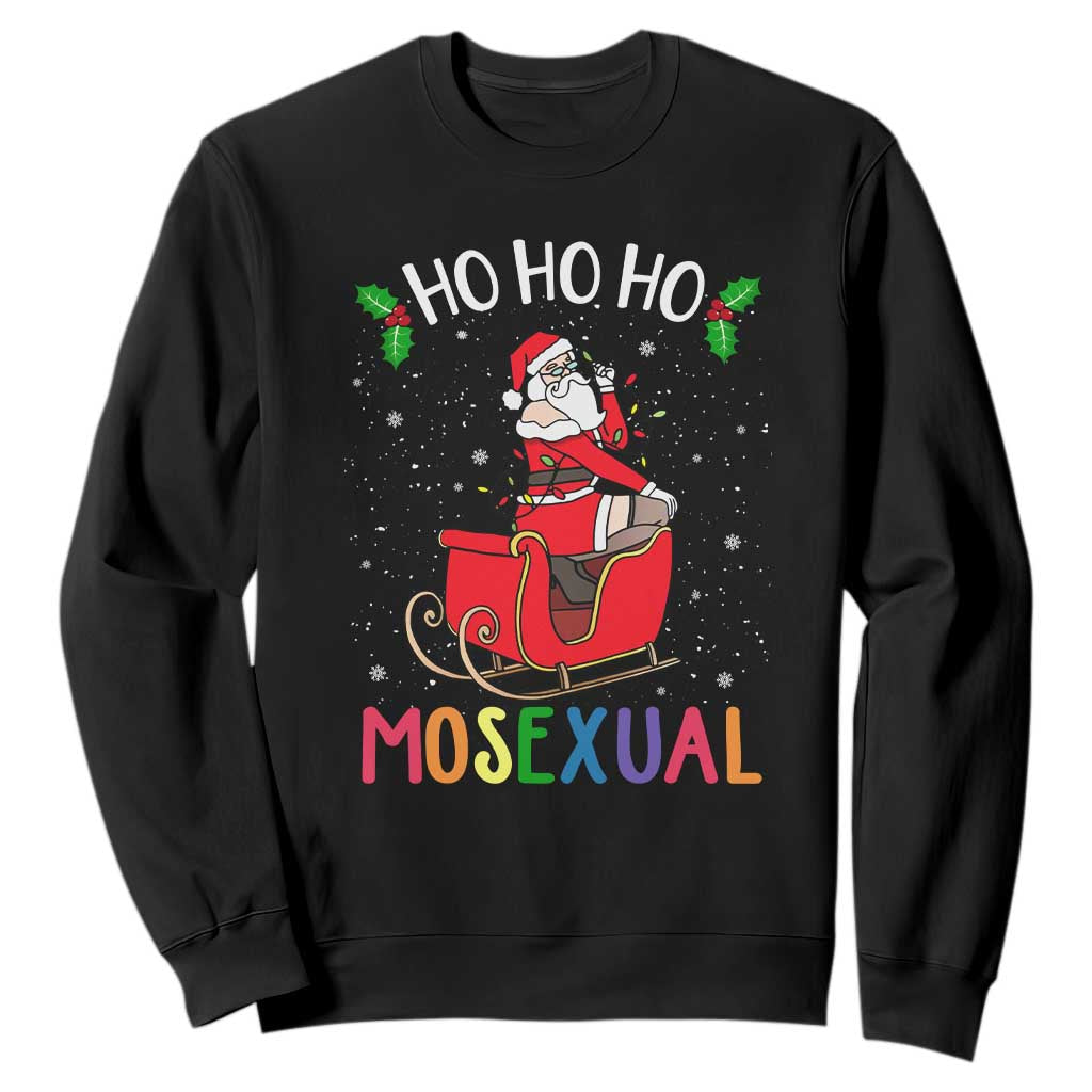 LGBTQ Christmas Sweatshirt Ho Ho Ho Mosexual Slay Santa LGBT Rainbow Pun Gay Pride TS10 Black Print Your Wear