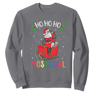 LGBTQ Christmas Sweatshirt Ho Ho Ho Mosexual Slay Santa LGBT Rainbow Pun Gay Pride TS10 Charcoal Print Your Wear
