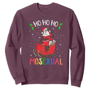 LGBTQ Christmas Sweatshirt Ho Ho Ho Mosexual Slay Santa LGBT Rainbow Pun Gay Pride TS10 Maroon Print Your Wear