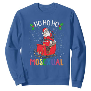 LGBTQ Christmas Sweatshirt Ho Ho Ho Mosexual Slay Santa LGBT Rainbow Pun Gay Pride TS10 Royal Blue Print Your Wear
