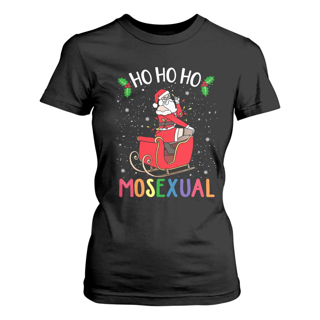LGBTQ Christmas T Shirt For Women Ho Ho Ho Mosexual Slay Santa LGBT Rainbow Pun Gay Pride TS10 Black Print Your Wear