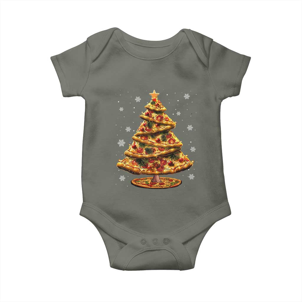 Pizza Christmas Tree Baby Onesie Xmas Gifts Kids TS10 Military Green Print Your Wear