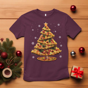 Pizza Christmas Tree T Shirt Xmas Gifts Kids TS10 Maroon Print Your Wear