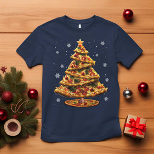 Pizza Christmas Tree T Shirt Xmas Gifts Kids TS10 Navy Print Your Wear
