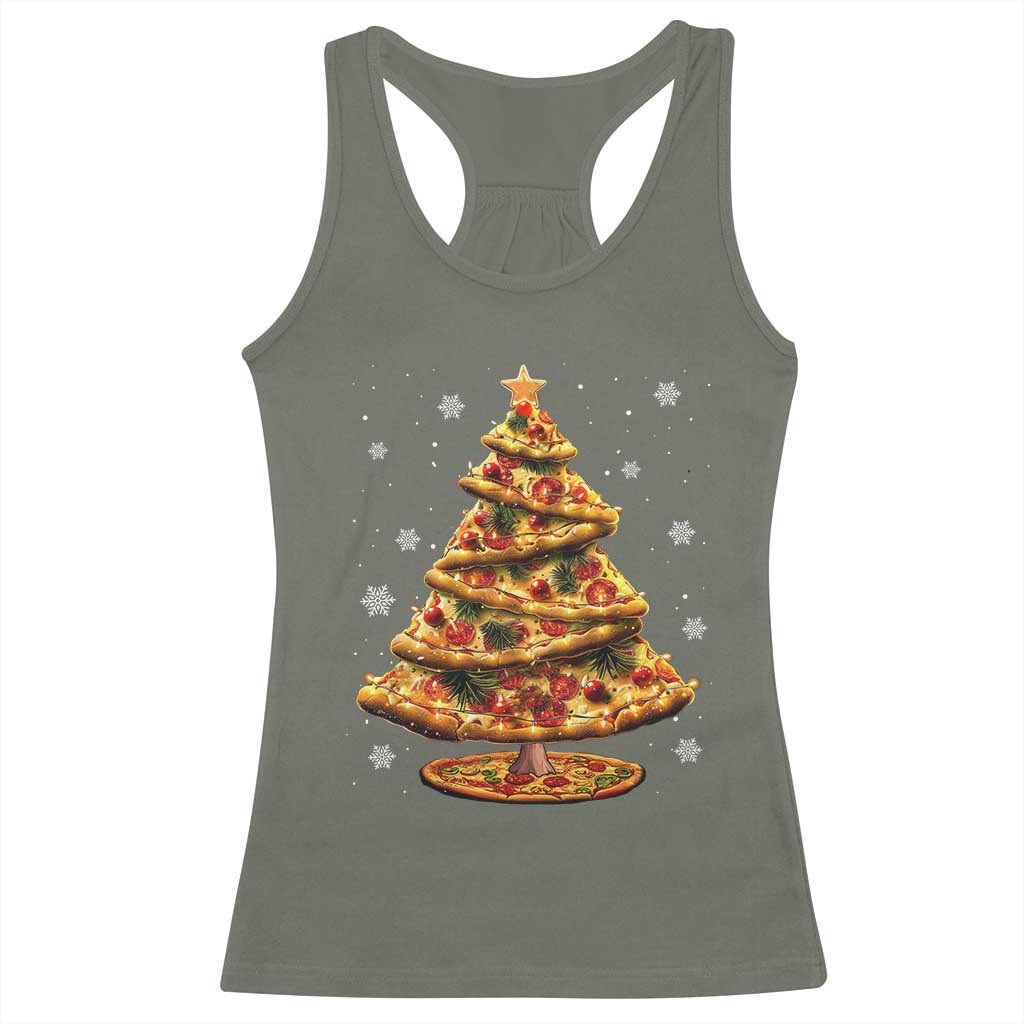 Pizza Christmas Tree Racerback Tank Top Xmas Gifts Kids TS10 Military Green Print Your Wear