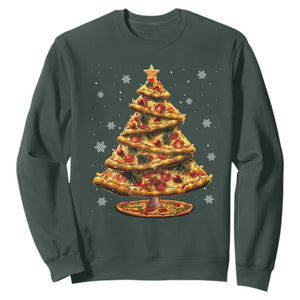 Pizza Christmas Tree Sweatshirt Xmas Gifts Kids TS10 Dark Forest Green Print Your Wear