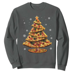 Pizza Christmas Tree Sweatshirt Xmas Gifts Kids TS10 Dark Heather Print Your Wear