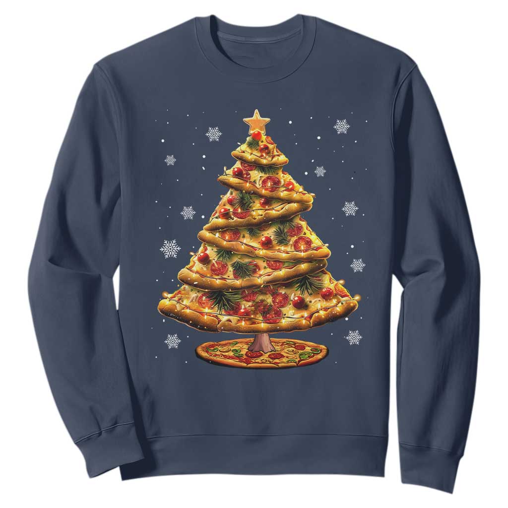 Pizza Christmas Tree Sweatshirt Xmas Gifts Kids TS10 Navy Print Your Wear