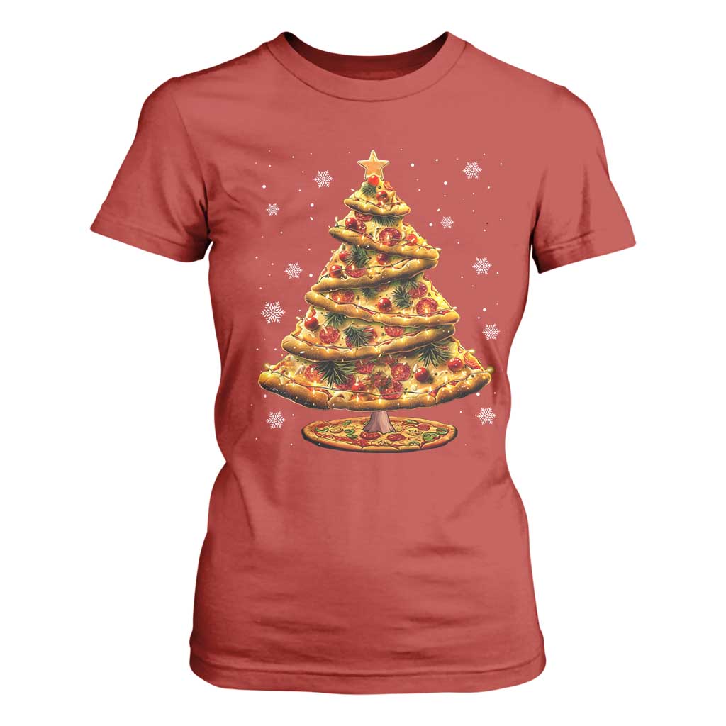 Pizza Christmas Tree T Shirt For Women Xmas Gifts Kids TS10 Red Print Your Wear