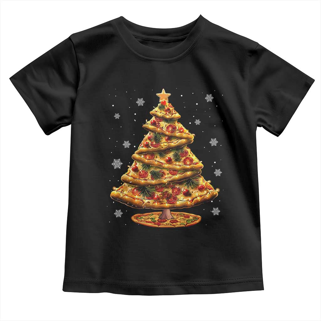 Pizza Christmas Tree Toddler T Shirt Xmas Gifts Kids TS10 Black Print Your Wear