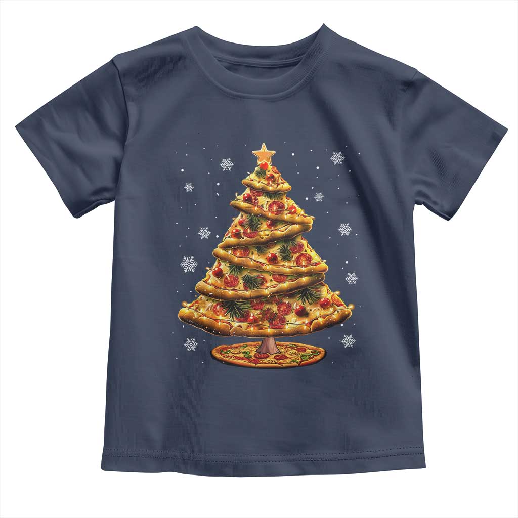 Pizza Christmas Tree Toddler T Shirt Xmas Gifts Kids TS10 Navy Print Your Wear