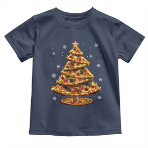 Pizza Christmas Tree Toddler T Shirt Xmas Gifts Kids TS10 Navy Print Your Wear