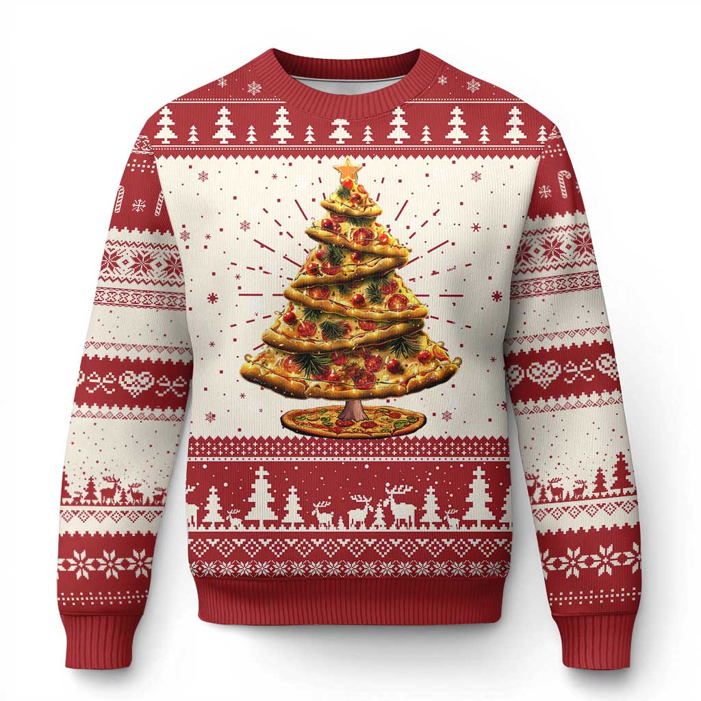 Pizza Ugly Christmas Sweater Xmas Tree Gifts Kids TS10 Red Print Your Wear