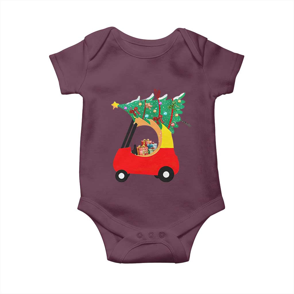 Christmas Kids Baby Onesie Red Car Tree Cute Xmas Toddler Boys TS10 Maroon Print Your Wear