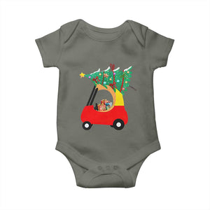 Christmas Kids Baby Onesie Red Car Tree Cute Xmas Toddler Boys TS10 Military Green Print Your Wear