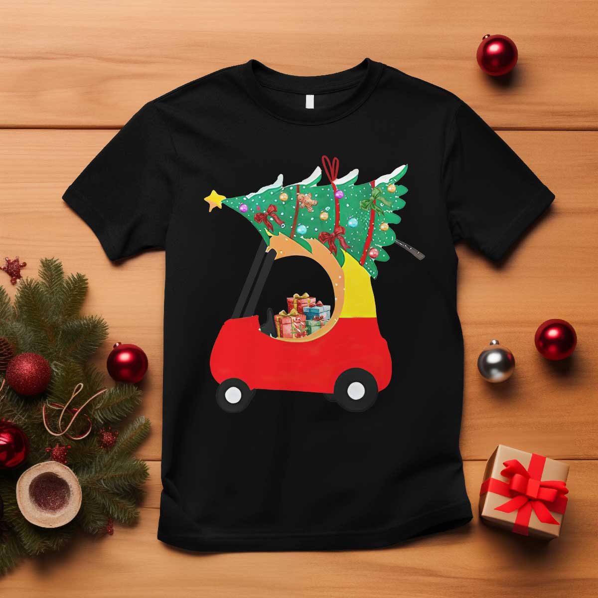 Christmas Kids T Shirt Red Car Tree Cute Xmas Toddler Boys TS10 Black Print Your Wear