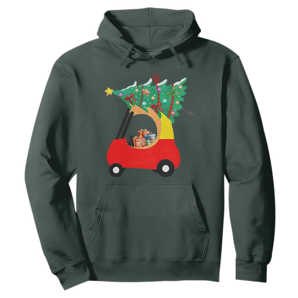 Christmas Kids Hoodie Red Car Tree Cute Xmas Toddler Boys TS10 Dark Forest Green Print Your Wear