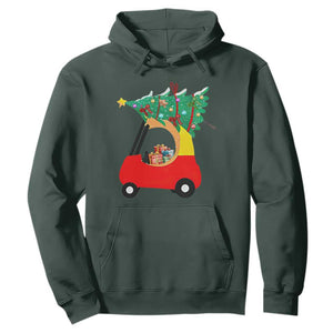 Christmas Kids Hoodie Red Car Tree Cute Xmas Toddler Boys TS10 Dark Forest Green Print Your Wear
