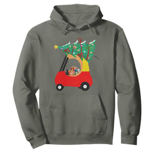 Christmas Kids Hoodie Red Car Tree Cute Xmas Toddler Boys TS10 Military Green Print Your Wear
