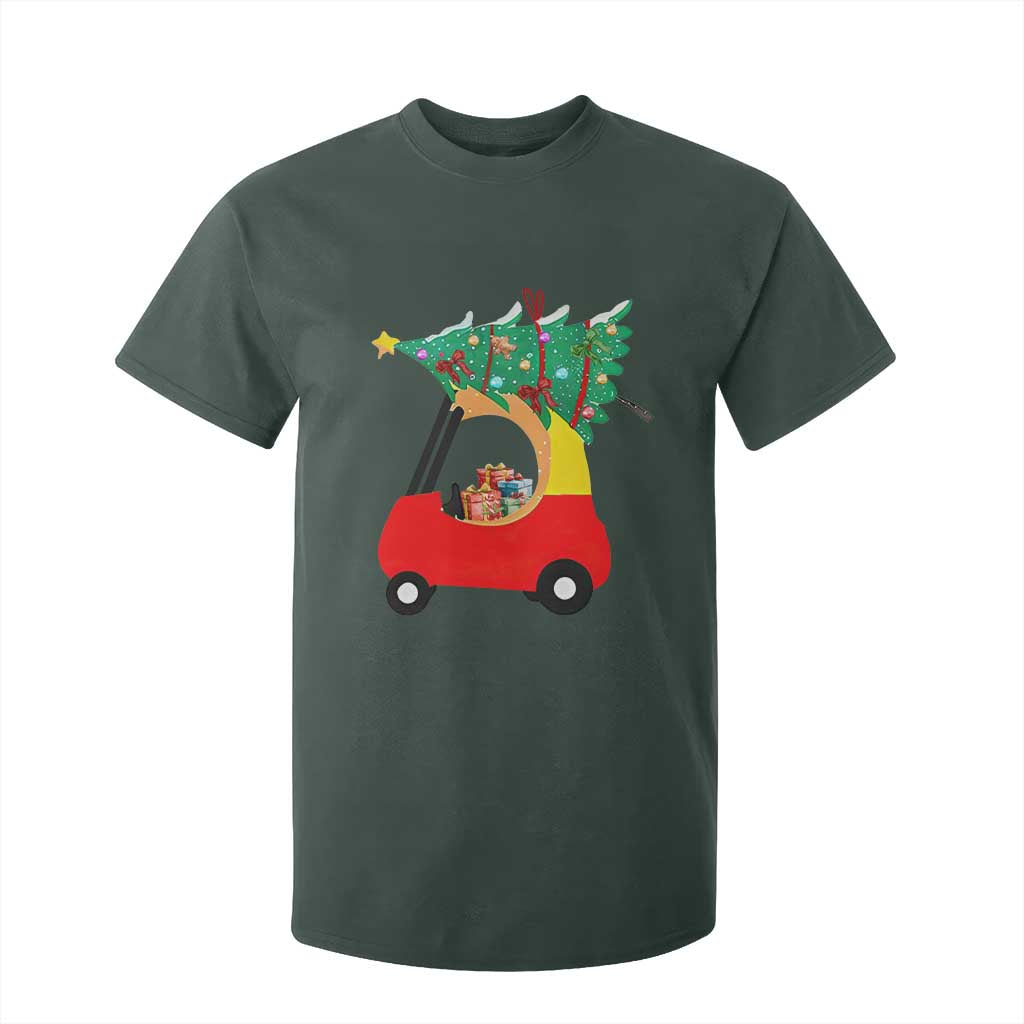 Christmas Kids T Shirt For Kid Red Car Tree Cute Xmas Toddler Boys TS10 Dark Forest Green Print Your Wear